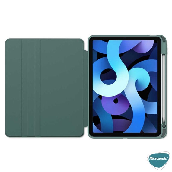 Microsonic Apple iPad Air 5 Nesil 2022 Kılıf A2588-A2589-A2591 Regal Folio Koyu Yeşil 3