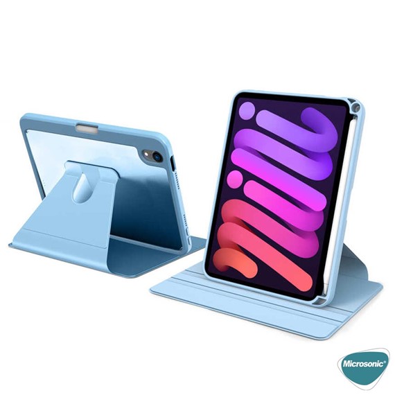 Microsonic Apple iPad Mini 6 2021 Kılıf A2567-A2568-A2569 Regal Folio Mavi 4