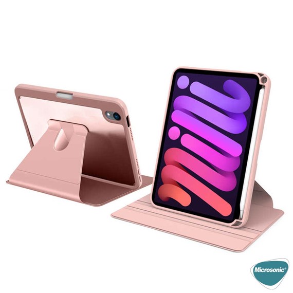 Microsonic Apple iPad Mini 6 2021 Kılıf A2567-A2568-A2569 Regal Folio Pembe 4