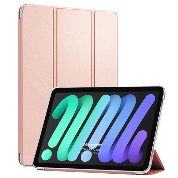 Microsonic Apple iPad Mini 7 Kılıf A2993-A2995 Slim Translucent Back Smart Cover Rose Gold 1