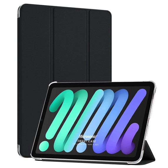Microsonic Apple iPad Mini 6 2021 A2567-A2568-A2569 Smart Case ve arka Kılıf Siyah 1