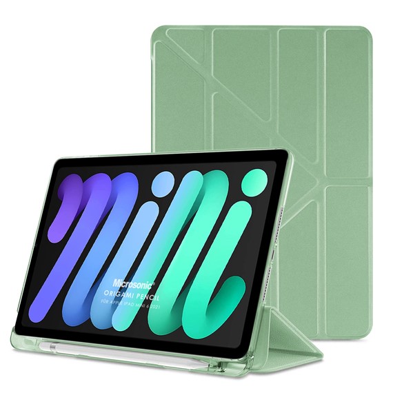 Microsonic Apple iPad Mini 6 2021 A2567-A2568-A2569 Kılıf Origami Pencil Açık Yeşil 1