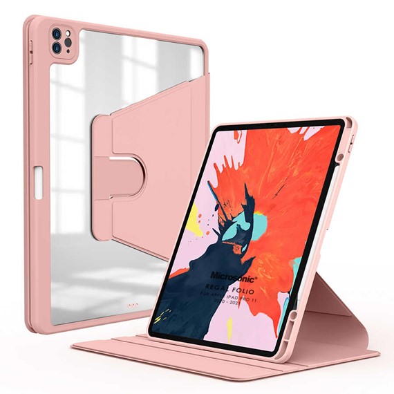 Microsonic Apple iPad Pro 11 2022 4 Nesil Kılıf A2759-A2435-A2761-A2762 Regal Folio Pembe 1