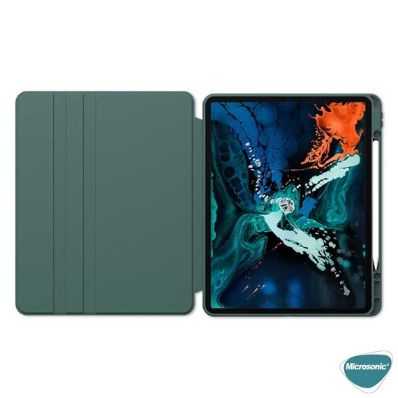 Microsonic Apple iPad Pro 12 9 2021 5 Nesil Kılıf A2378-A2461-A2379-A2462 Regal Folio Koyu Yeşil 3