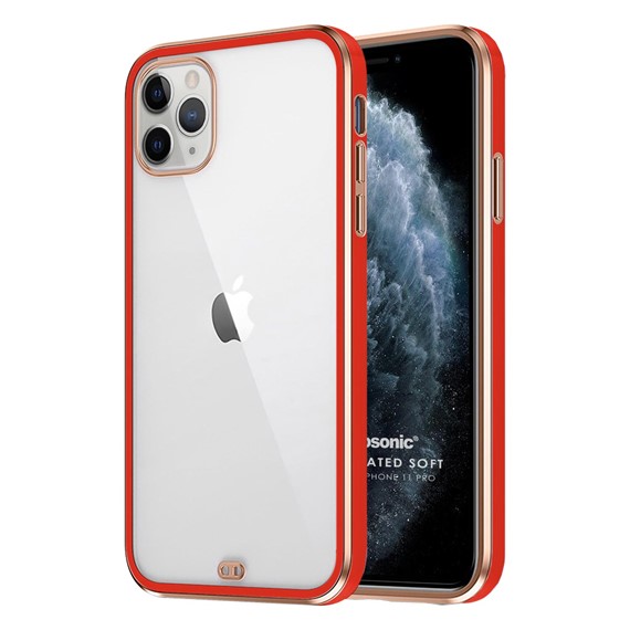 Microsonic Apple iPhone 11 Pro Kılıf Laser Plated Soft Kırmızı 1