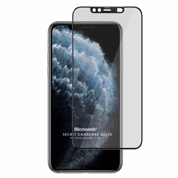 Microsonic Apple iPhone 11 Pro Secret CamSlider Glass Cam Ekran Koruyucu Siyah 1