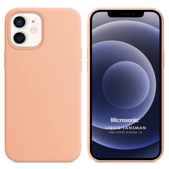 Microsonic Apple iPhone 12 Kılıf Liquid Lansman Silikon Rose Gold 1