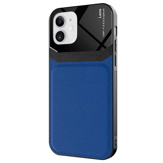 Microsonic Apple iPhone 12 Kılıf Uniq Leather Lacivert 2