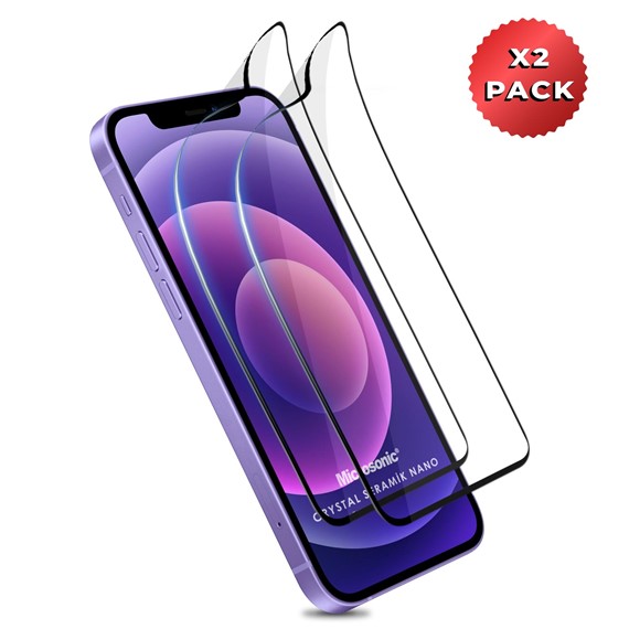 Microsonic Apple iPhone 12 Mini Crystal Seramik Nano Ekran Koruyucu Siyah 2 Adet 2