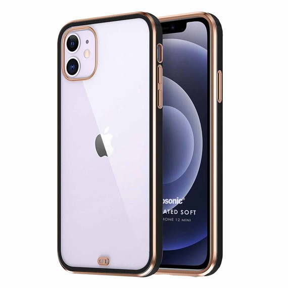 Microsonic Apple iPhone 12 Mini Kılıf Laser Plated Soft Siyah 1