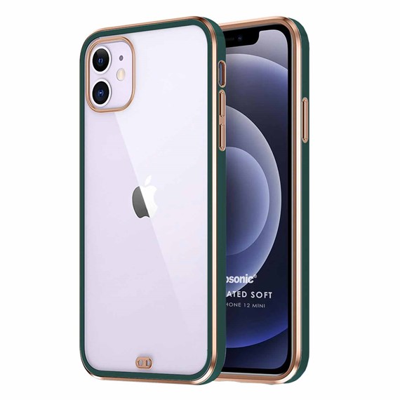 Microsonic Apple iPhone 12 Mini Kılıf Laser Plated Soft Koyu Yeşil 1