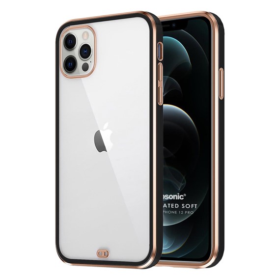 Microsonic Apple iPhone 12 Pro Kılıf Laser Plated Soft Siyah 1