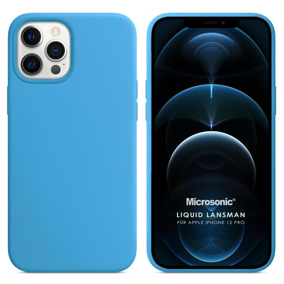 Microsonic Apple iPhone 12 Pro Kılıf Liquid Lansman Silikon Mavi 1