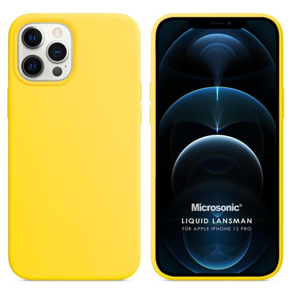 Microsonic Apple iPhone 12 Pro Kılıf Liquid Lansman Silikon Sarı 1