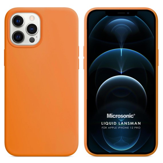 Microsonic Apple iPhone 12 Pro Kılıf Liquid Lansman Silikon Turuncu 1