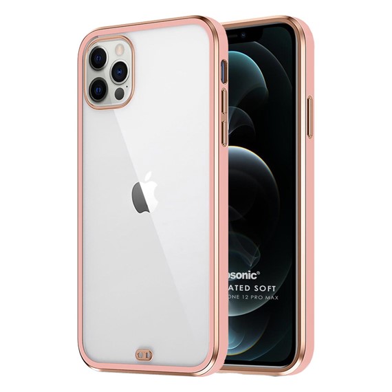 Microsonic Apple iPhone 12 Pro Max Kılıf Laser Plated Soft Pembe 1