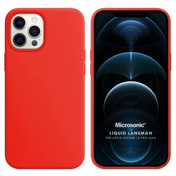 Microsonic Apple iPhone 12 Pro Max Kılıf Liquid Lansman Silikon Kırmızı 1