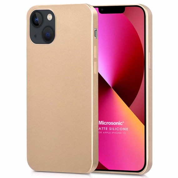 Microsonic Matte Silicone Apple iPhone 13 Kılıf Gold 1