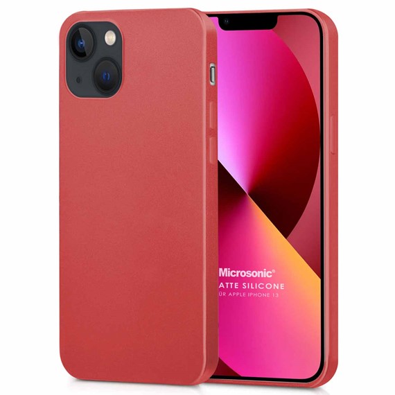 Microsonic Matte Silicone Apple iPhone 13 Kılıf Kırmızı 1