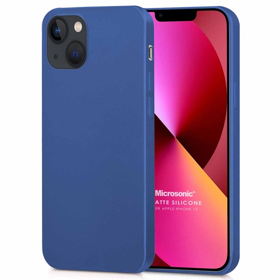 Microsonic Matte Silicone Apple iPhone 13 Kılıf Lacivert 1