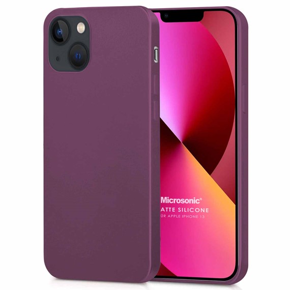 Microsonic Matte Silicone Apple iPhone 13 Kılıf Mor 1