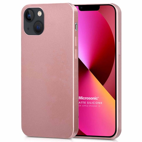 Microsonic Matte Silicone Apple iPhone 13 Kılıf Rose Gold 1