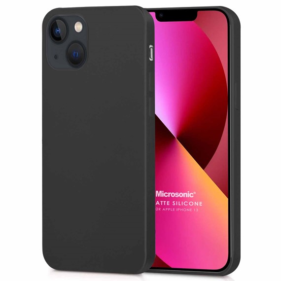 Microsonic Matte Silicone Apple iPhone 13 Kılıf Siyah 1