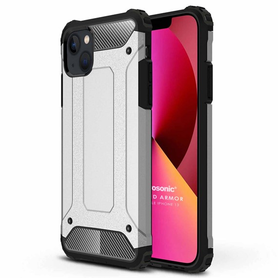 Microsonic Apple iPhone 13 Kılıf Rugged Armor Gümüş 1