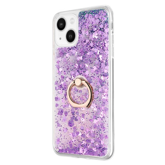 Microsonic Apple iPhone 13 Kılıf Glitter Liquid Holder Mor 2