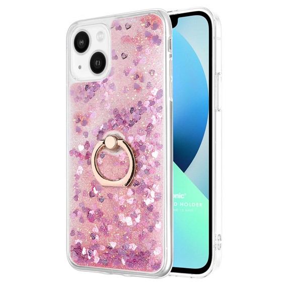 Microsonic Apple iPhone 13 Mini Kılıf Glitter Liquid Holder Pembe 1