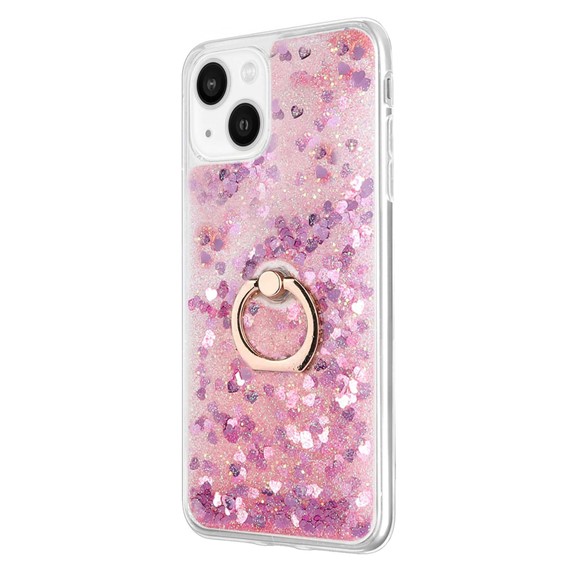 Microsonic Apple iPhone 13 Mini Kılıf Glitter Liquid Holder Pembe 2