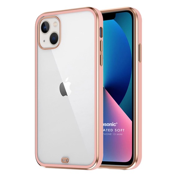 Microsonic Apple iPhone 13 Mini Kılıf Laser Plated Soft Pembe 1