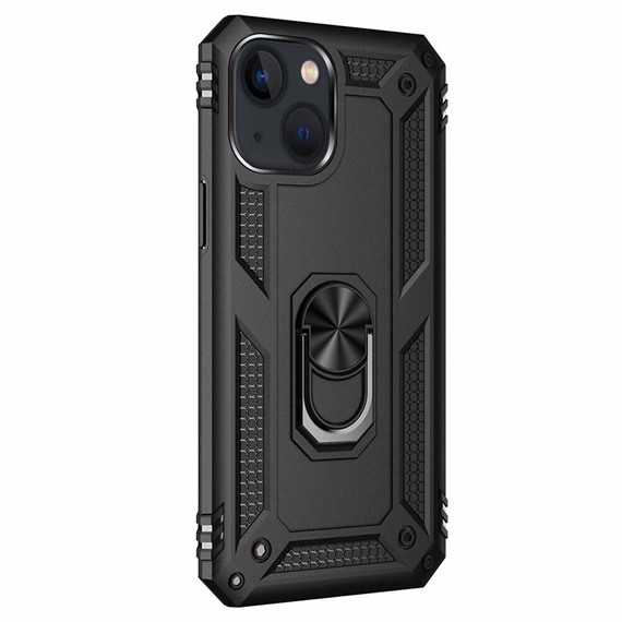 Microsonic Apple iPhone 15 Plus Kılıf Military Ring Holder Siyah 2