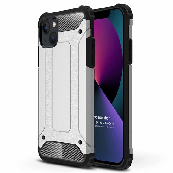 Microsonic Apple iPhone 13 Mini Kılıf Rugged Armor Gümüş 1