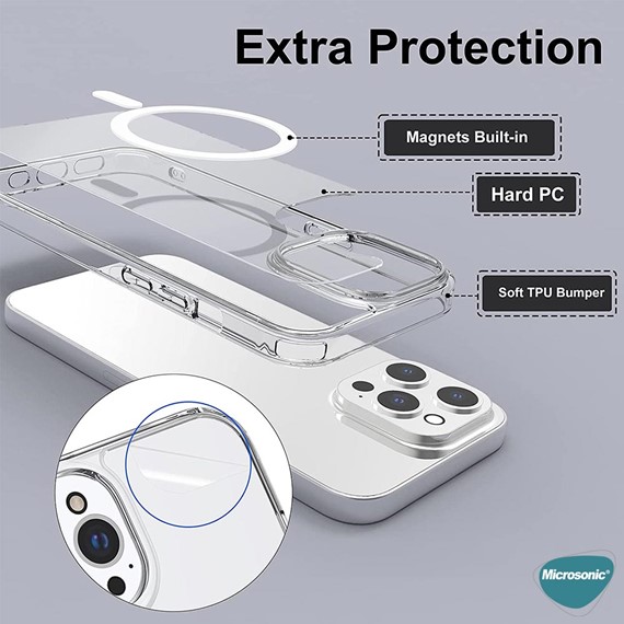Microsonic Apple iPhone 14 Pro Max Kılıf MagSafe Clear Soft Şeffaf 3