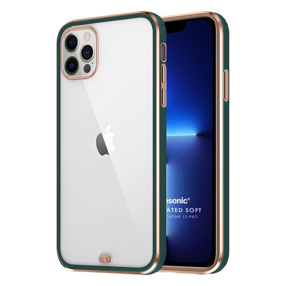 Microsonic Apple iPhone 13 Pro Kılıf Laser Plated Soft Koyu Yeşil 1