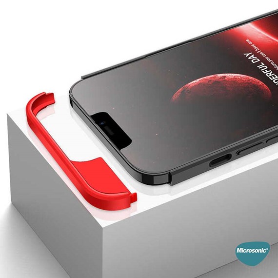 Microsonic Apple iPhone 13 Pro Kılıf Double Dip 360 Protective Kırmızı 3