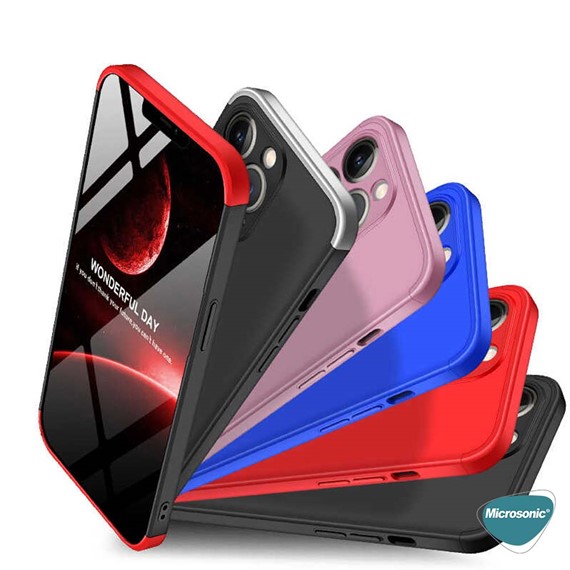 Microsonic Apple iPhone 13 Pro Kılıf Double Dip 360 Protective Siyah Gri 7