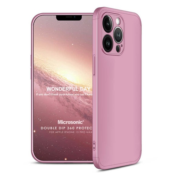 Microsonic Apple iPhone 13 Pro Max Kılıf Double Dip 360 Protective Rose Gold 1