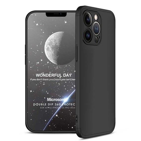 Microsonic Apple iPhone 13 Pro Max Kılıf Double Dip 360 Protective Siyah 1