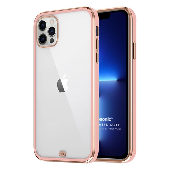 Microsonic Apple iPhone 13 Pro Max Kılıf Laser Plated Soft Pembe 1