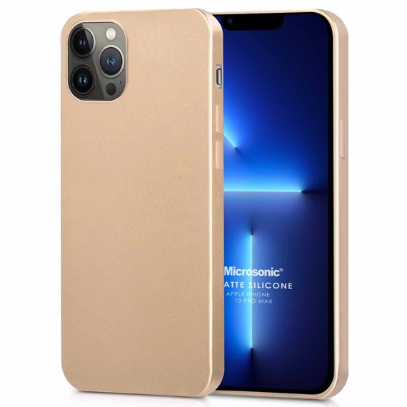 Microsonic Matte Silicone Apple iPhone 13 Pro Max Kılıf Gold 1