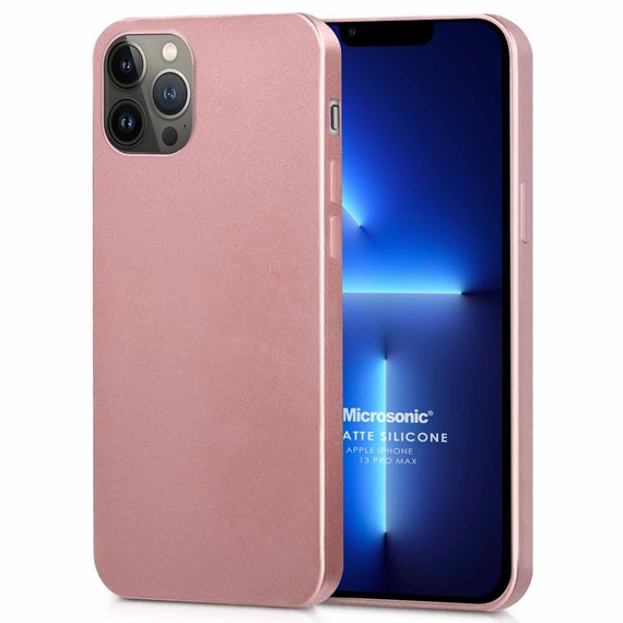 Microsonic Matte Silicone Apple iPhone 13 Pro Max Kılıf Rose Gold 1