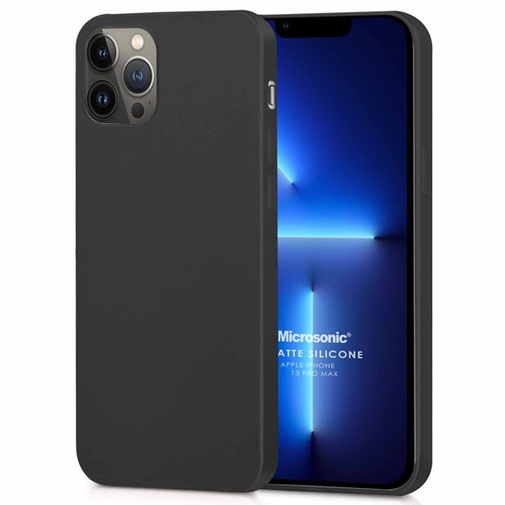 Microsonic Matte Silicone Apple iPhone 13 Pro Max Kılıf Siyah 1