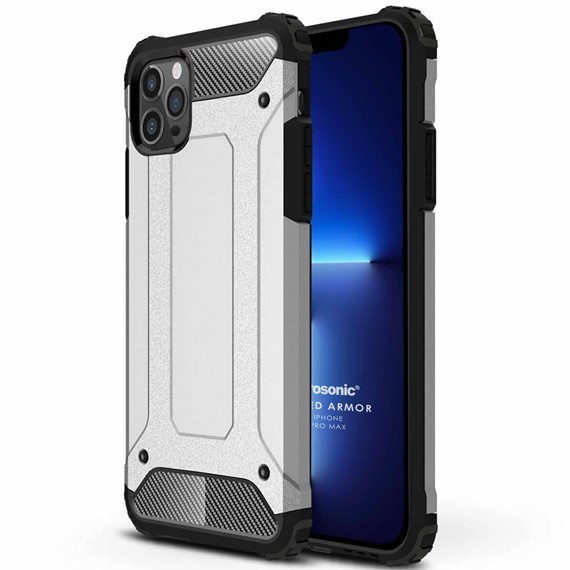 Microsonic Apple iPhone 13 Pro Max Kılıf Rugged Armor Gümüş 1