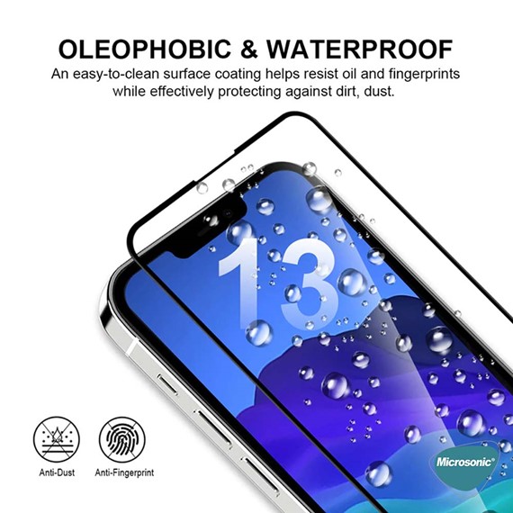 Microsonic Apple iPhone 13 Pro Max Tam Kaplayan Temperli Cam Ekran Koruyucu Siyah 4