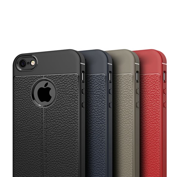 Microsonic Apple iPhone SE Kılıf Deri Dokulu Silikon Siyah 5