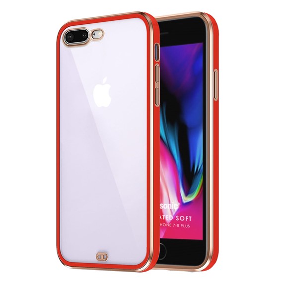 Microsonic Apple iPhone 8 Plus Kılıf Laser Plated Soft Kırmızı 1