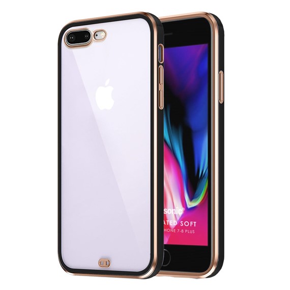 Microsonic Apple iPhone 8 Plus Kılıf Laser Plated Soft Siyah 1