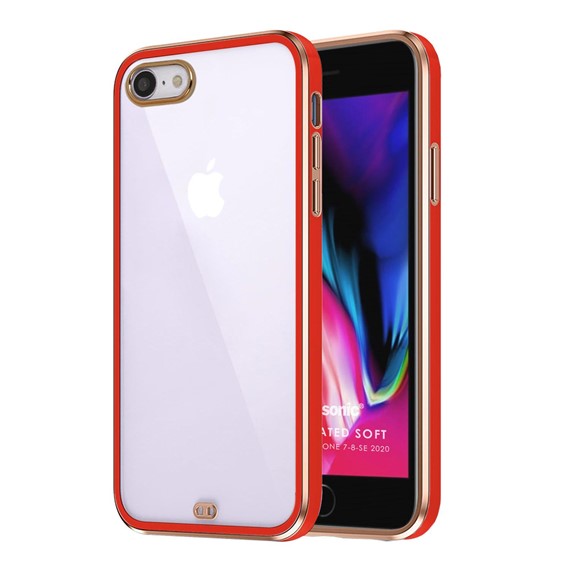 Microsonic Apple iPhone SE 2020 Kılıf Laser Plated Soft Kırmızı 1
